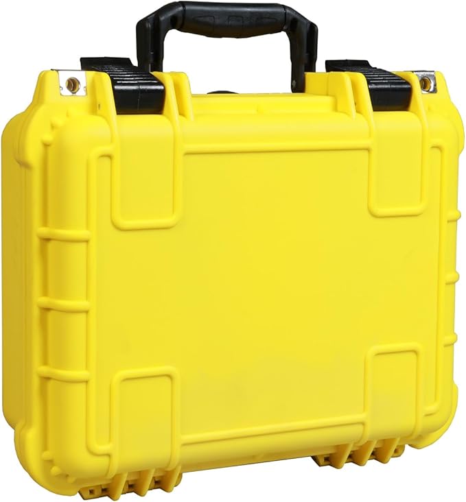 Jack Boss 14x 11.5x 6.5 Inch Hard Case, Portable Weather Waterproof Protective Camera Case with Customizable Foam, Fit Use of Drones, Camera, Equipments, Yellow