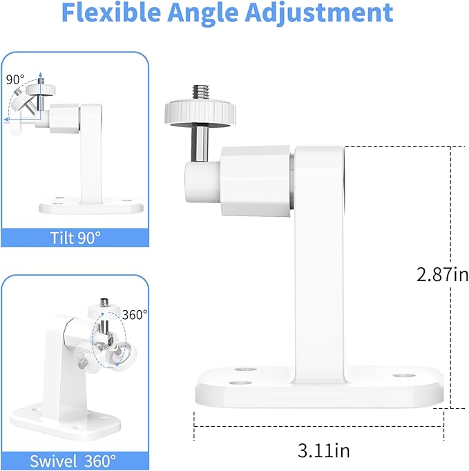 3 Pack Ring/Camera Mount: 360 Degree Adjustable Wall Mount for Stick Up Cam/Outdoor Cam Plus, 2 Ways Installation - Strong Adhesive & Screw, Fit for Viewing Angle(White)