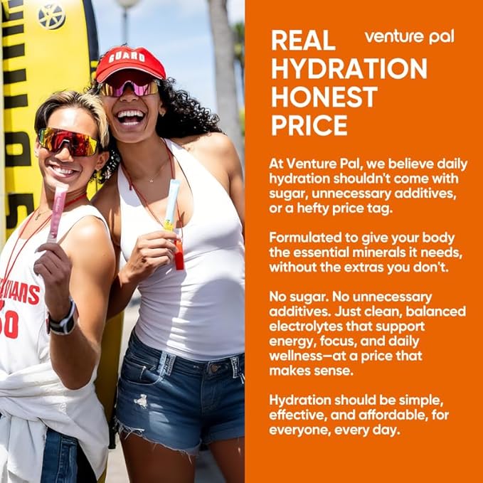 Venture Pal Sugar Free Electrolyte Powder Packets - Liquid Daily IV Hydration Packets | Electrolytes Drink Mix with 5 Vitamins & 7 Electrolytes | Keto Friendly | Non-GMO | Certified Vegan | 16 Sticks