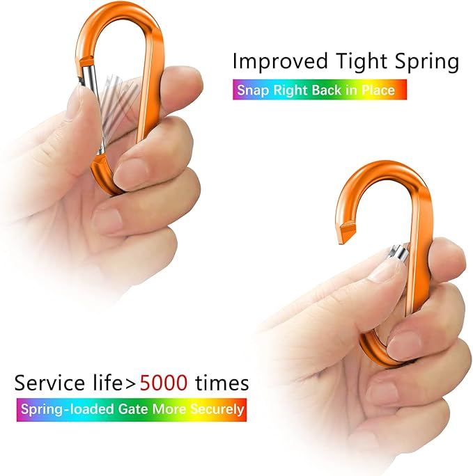 sprookber 3" Carabiner Clip Keychain, D Ring Caribeaner Clip, Key Clip Caribeener, Spring Snap Hook for Bag/Buckle, Set of 10