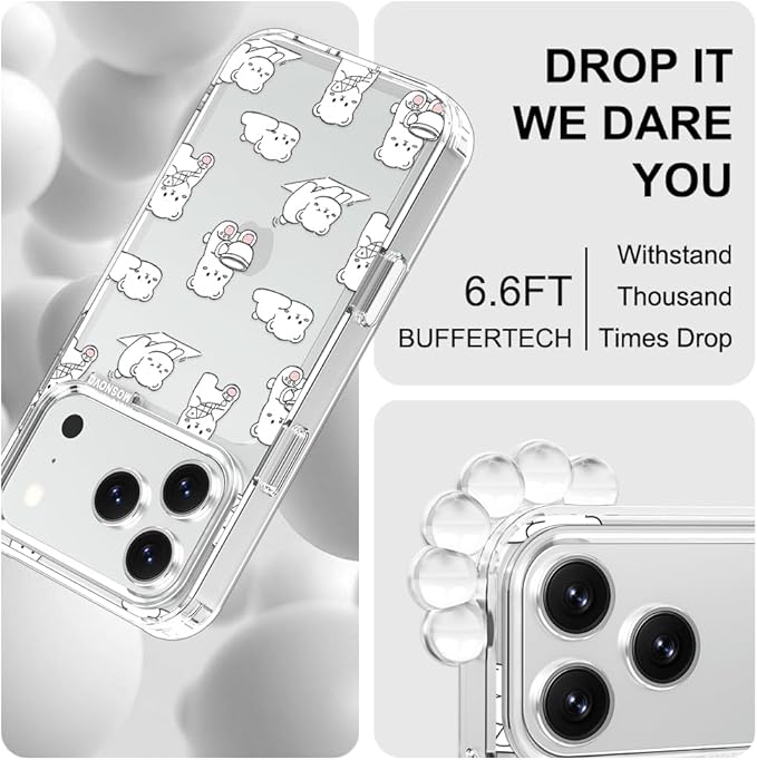 MOSNOVO for iPhone 17 Pro Case, Shockproof Military-Grade Protection 6.6ft Drop Tested, Camera Control, Clear Phone Case for iPhone 17 Pro, Cozy Bear Days Design