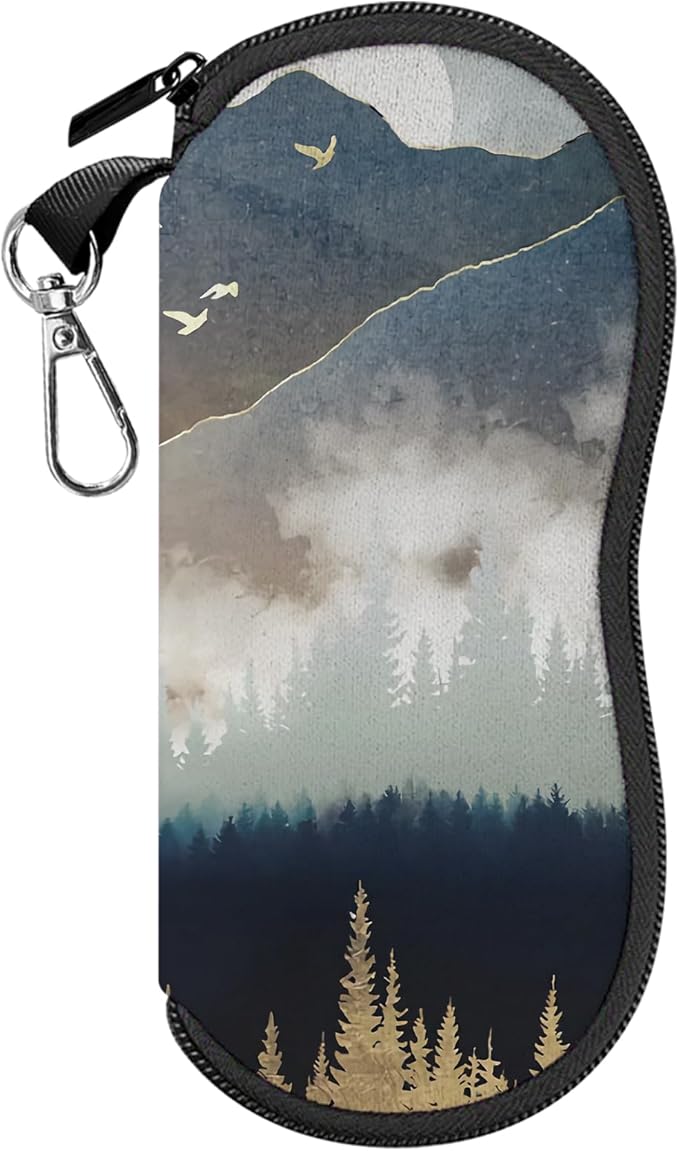 Glasses Case Sunglasses Eyeglass Soft Case Zipper Light Neoprene Pouch with Metal Belt Clip Aesthetic Cute Women Men