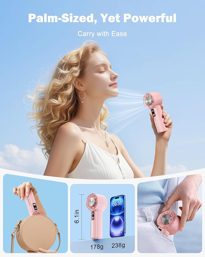 AMACOOL Handheld Fan with Ice Cooler, Mothers Day Gifts for Mom Her Women Girl, Mini Portable Cooling Fan, Small Yet Powerful, Personal Hand Fans for Travel Essentials Beach Makeup Must Have