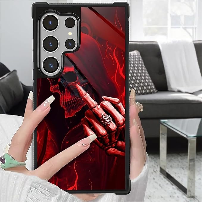 for Samsung Galaxy S26 Ultra Case,Graphic Design for Girl Boy Soft Silicone Hard Acrylic Shock Protection Designed for Samsung Galaxy S26 Ultra Gestures Funny Skull Pattern
