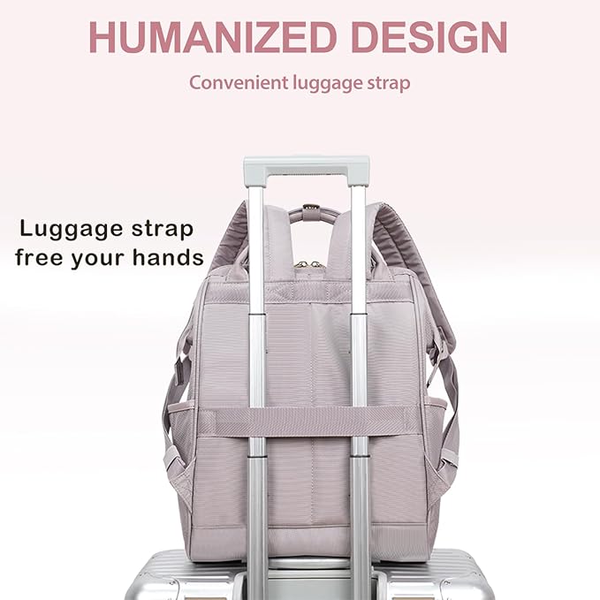 KROSER Laptop Backpack 17" Stylish Backpack Water Repellent College Casual Daypack Travel Business Work Bag for Men/Women-Quilted Dusty Pink