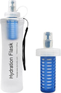 1L Soft Flask Water Bottle, Collapsible Water Bottle with Filter, Perfect for Hiking, Backpacking, and Camping - White
