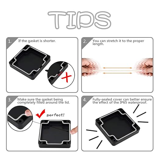 LeMotech Junction Box IP65 Waterproof Project Box Dustproof ABS Plastic Electrical Boxes Universal Enclosure for Electronic Black 3.29x 3.19x 2.2 inch (83 x 81 x 56mm)(Pack of 1)