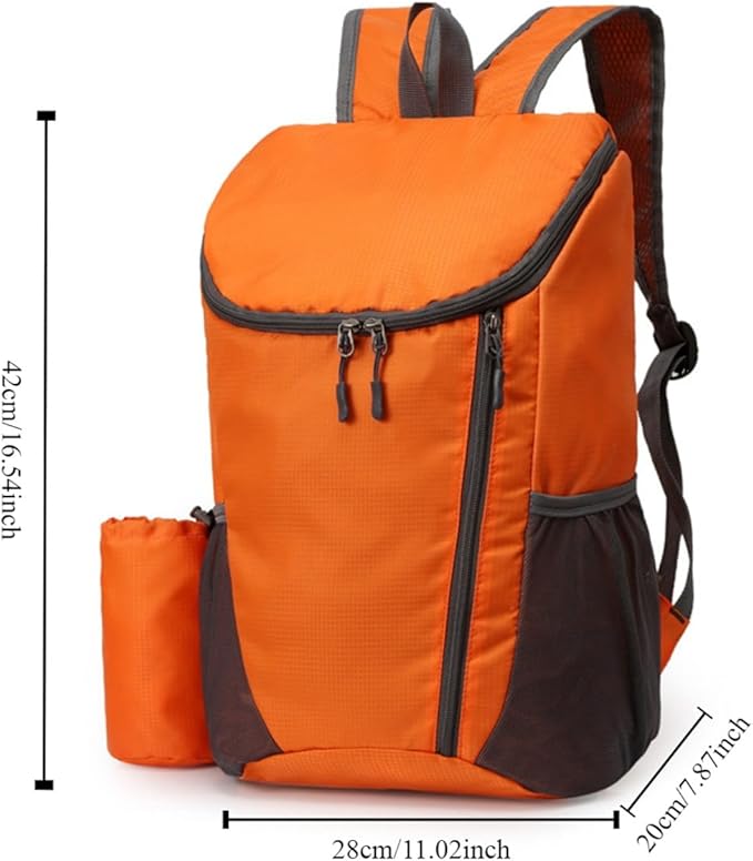 Portable Foldable Backpack Folding Mountaineering Bag, Ultralight Outdoor Cycling Rucksack, Travel Hiking Knapsack (Orange)