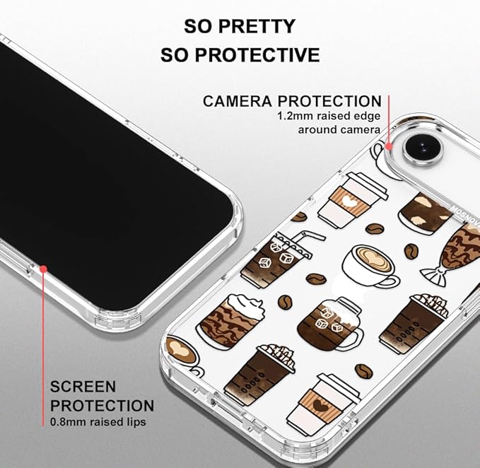 MOSNOVO for iPhone Air Case | Military Grade 6.6ft Drop Tested | Camera Control | Clear with Coffee Design