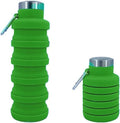 Collapsible Water Bottles 17oz, Odorless BPA-Free Silicone, Leak-Proof Foldable Reusable Bottle - Perfect for Travel Sports Gym Hiking Camping Cycling - Green