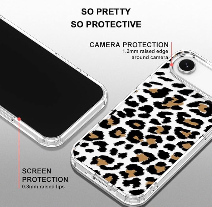 MOSNOVO for iPhone Air Case | Military Grade 6.6ft Drop Tested | Camera Control | Clear with Leopard Print Design