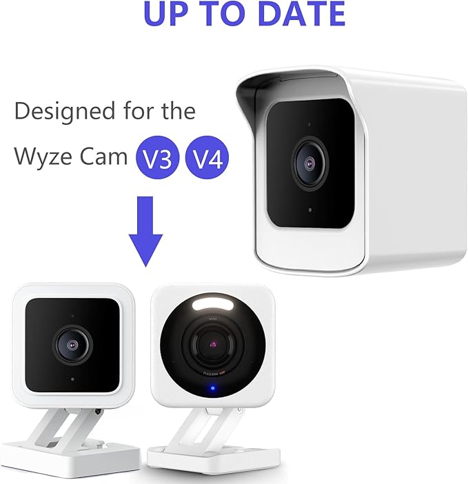 PEF Mount for All-New Wyze Cam V4 and V3, Weatherproof Protective Cover and 360 Degree Adjustable Wall Mount Solid Housing for Wyze V4 and V3 Outdoor Indoor Smart Home Camera System (White, 1 Pack)