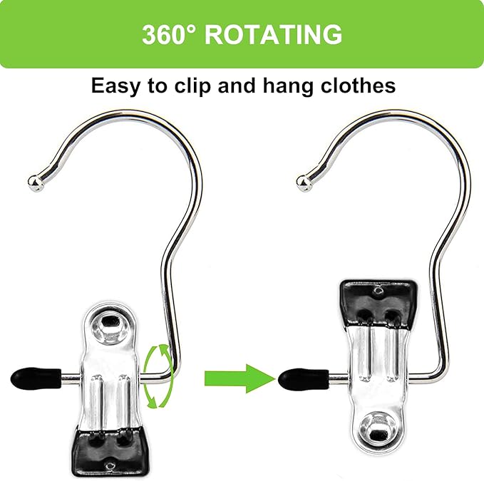 Boot Hangers Clips, 100 Pack Black Laundry Hooks Hanging Clips Clothes Pins Closet Hanger Organizer Clamps Socks Towel Clips