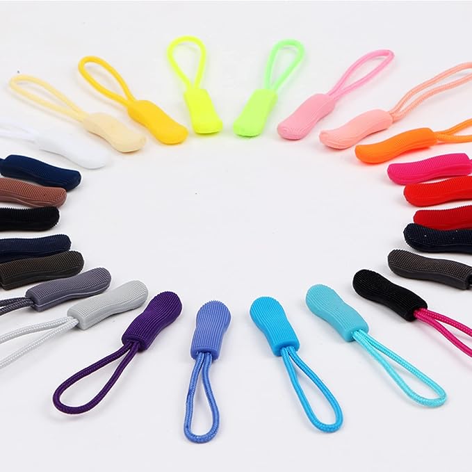 Upgraded 20PCS Premium Black Zipper Pulls - Replacement Zipper Tab Tags Cord Extension Fixer for Luggage, Backpacks, Jackets, Purses, Handbags