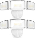 LUTEC 75W 8000 Lumen Floods Light Outdoor, Switch Controlled LED Security Lights with 3 Adjustable Heads, 5000K Daylight, IP65 Waterproof Exterior Flood Light for Garage, Yard, Patio (White) - 2 Pack