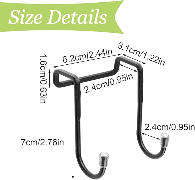 Over Cabinet Double Hooks, 4Pcs Over Cupboard Door Towel Hanger Multi-Purpose S-Shaped Hooks for Kitchen,Bathroom (Black, Carbon Steel)