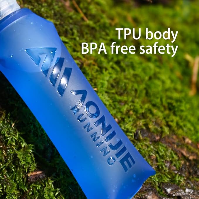 AONIJIE TPU Soft Flask Water Bottle Collapsible Running Flask for Hydration Pack, BPA Free, Wide Opening, for Outdoor Sports Hydration