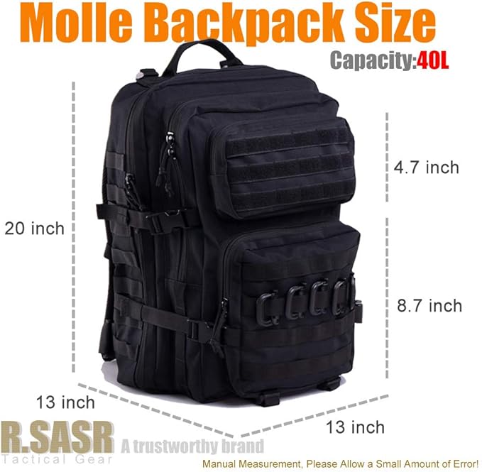 45L Tactical Backpack for Men Women, Military Assault Pack with MOLLE, Large 3 Day Bug Out Bag for Hiking Camping