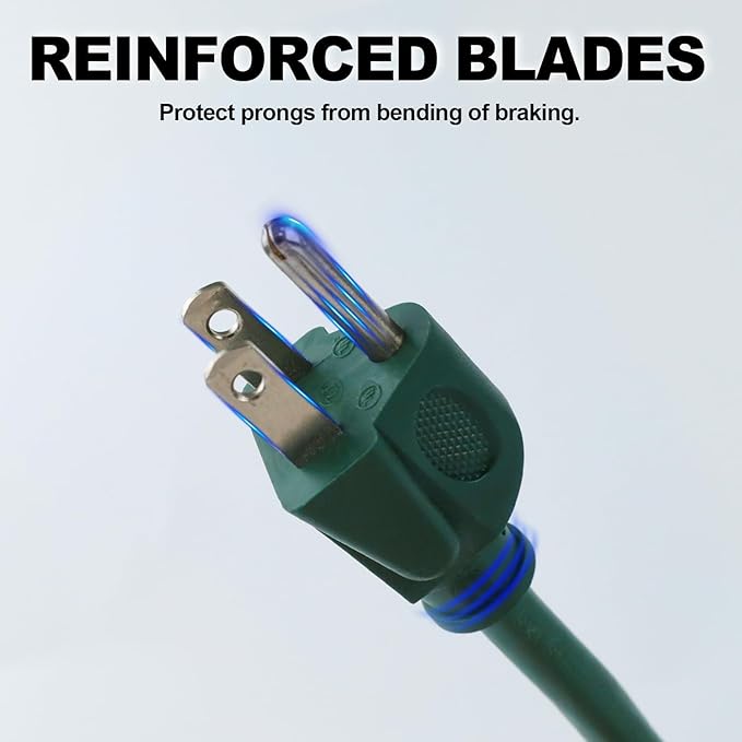 EP 2 Pack 6 Ft Outdoor Extension Cord with 3 Electrical Power Outlets - 16/3 SJTW Green Cable with 3 Prong Grounded Plug for Safety Great for Christmas Lights, Garden and Major Appliances