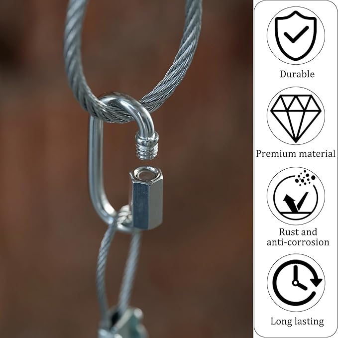Locking Carabiner Clips, Stainless Steel Spring Snap Hook Locking Carabiner Heavy Duty - 304 Premium Stainless Steel Thumb Screw Carabiner Clip