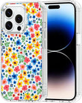 MOSNOVO Case for iPhone 14 Pro, [Buffertech 6.6ft Military-Grade Drop Protection] [Anti Peel Off Tech] Clear TPU Bumper Phone Case Cover Design - Little Flowers