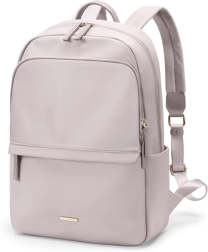 GOLF SUPAGS Laptop Backpack for Women Slim Computer Bag Work Travel College Backpack Purse Fits 15.6 Inch Notebook (Pinkish Gray)