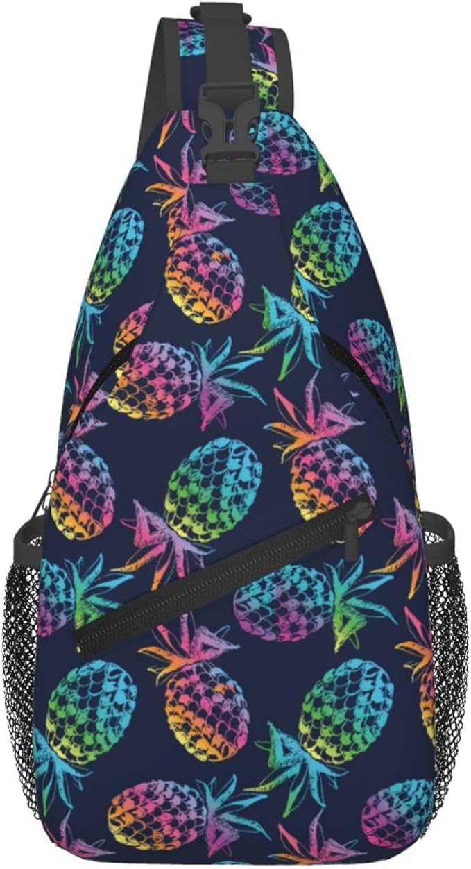Tropical Fruits Pineapple Sling Bag For Women Men Fashion Backpack Crossbody Shoulder Bag Sling Backpack Chest Bag Travel Hiking Casual Sport Daypack