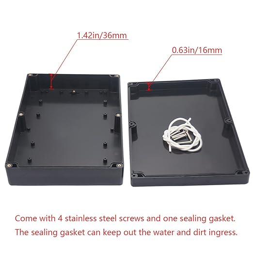 Project Box IP65 Waterproof Junction Box ABS Plastic Electrical Boxes DIY Electronic Project Case Power Enclosure 10.35x7.17x2.36 inch (263 x 182 x60 mm)