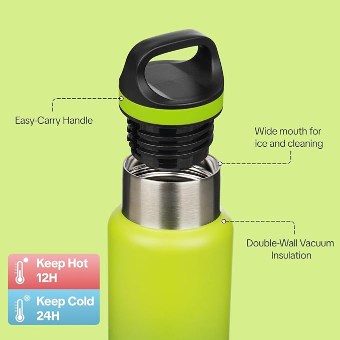 BJPKPK Insulated Water Bottle 18OZ Stainless Steel Water Bottle with Handle Double Walls Vacuum Insulated BPA Free Flask, Bamboo Grove