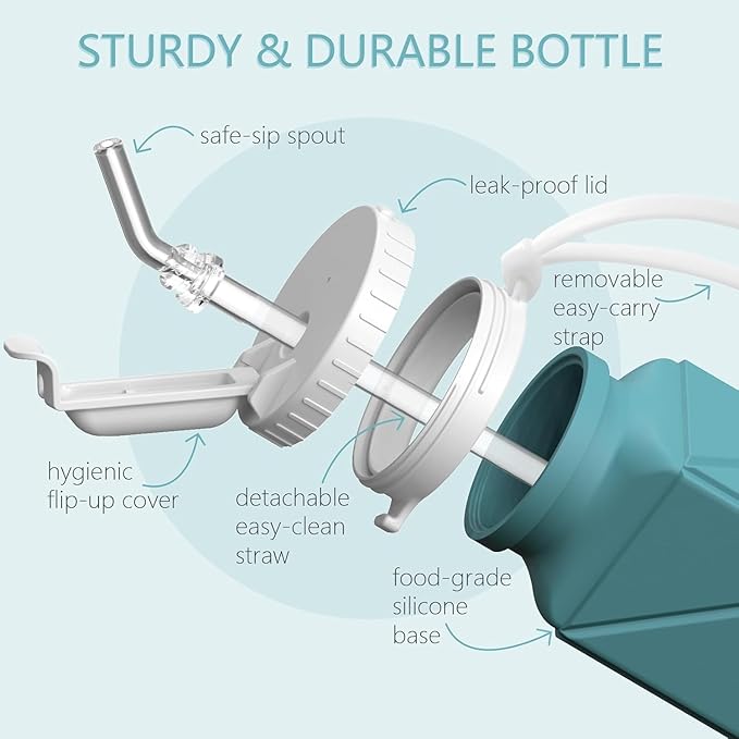 BEAUTAIL Collapsible Water Bottles 20.6oz 2 Pack, Silicone Foldable Portable Water Bottle, BPA-Free, Leakproof Reusable for Travel Camping Hiking Cycling Yoga Sports Outdoor (Blue+DarkBlue)