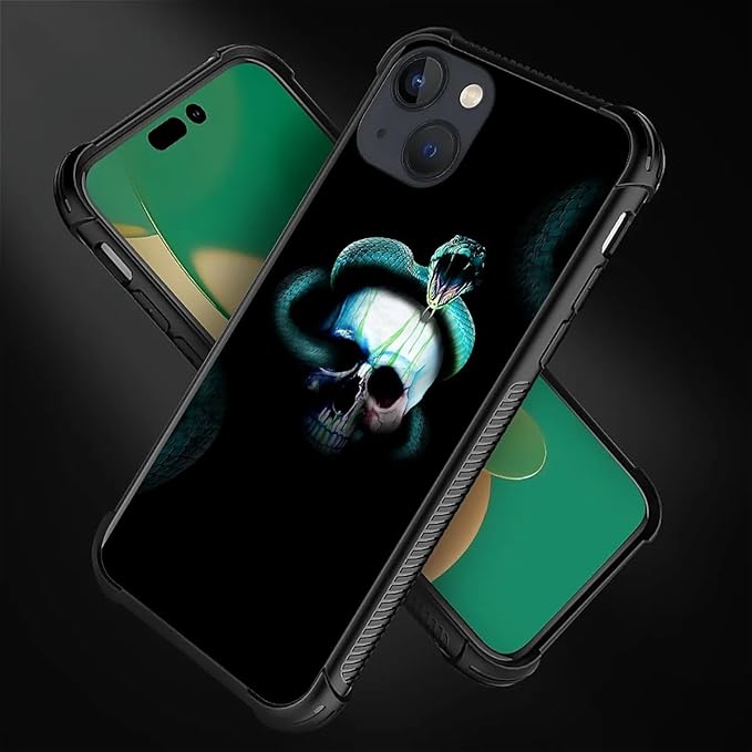 for iPhone 14 Case, Skeleton Winding Snake Pattern Graphic Design Girl Boy Soft Silicone Hard Acrylic Shock Protection for iPhone 14