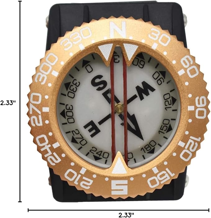 Scuba Choice Diving Compass (Wrist/Bungee Mount) – Easy-to-Read Underwater Navigation Tool for Scuba Diving, Durable Design with Rotating Bezel, Reliable Directional Aid for Deep Dive Adventures