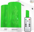 【Upgraded】 LED Flame Lights with Remote & Timer, 4-Mode Rechargeable Battery Operated Flameless Candles, Waterproof Pillar Flickering Lanterns for Room Patio Wedding Christmas Home Decor, Green