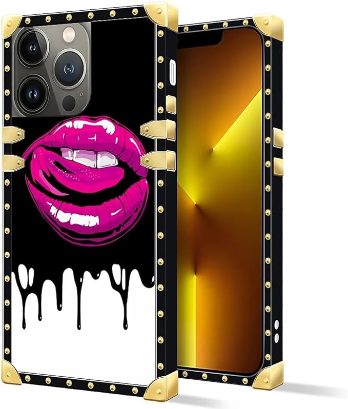 Compatible with iPhone 13 Pro Max Case, Black White Red Slap Sexy Luxury Golden Decoration for Girl Women Soft TPU Shockproof Protective Hard PC Back for iPhone 13 Pro Max