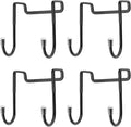 Over Cabinet Double Hooks, 4Pcs Over Cupboard Door Towel Hanger Multi-Purpose S-Shaped Hooks for Kitchen,Bathroom (Black, Carbon Steel)