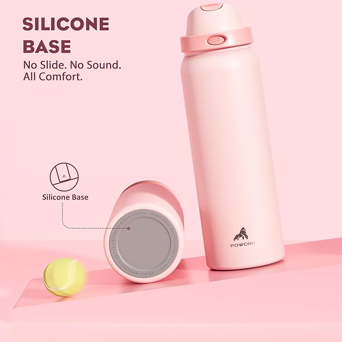 POWCAN 40 oz Insulated Water Bottle for Sports: 2-in-1 Lid with Push-Button Spout & Quick-Flip Straw, Leakproof, Car Cupholder Friendly, Stainless Steel for Gym, School, Travel, Camping (Cotton Candy)