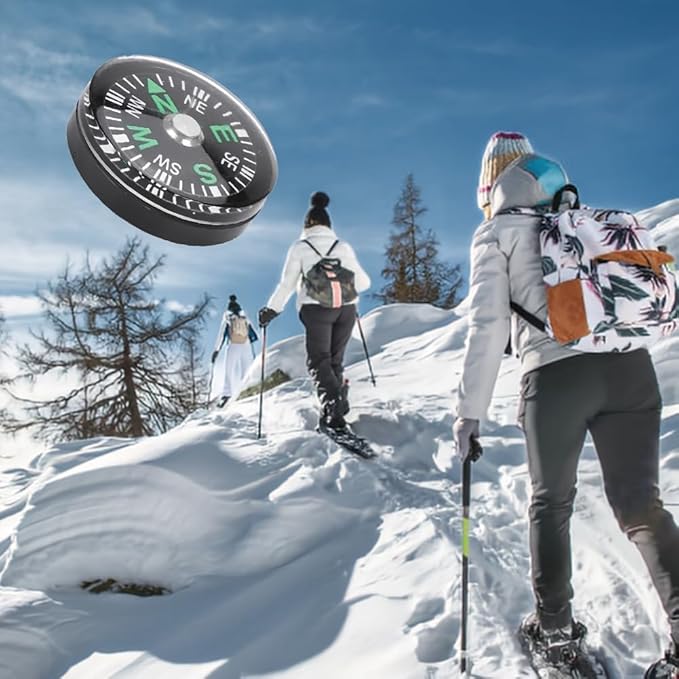 5 Pack Mini Pocket Compass 25mm – Survival Button Compass for Hiking, Camping, Boating & Outdoor Activities, Small Backpacking Navigation Tool for Paracord, Watch Band & Teens Adventure Gear