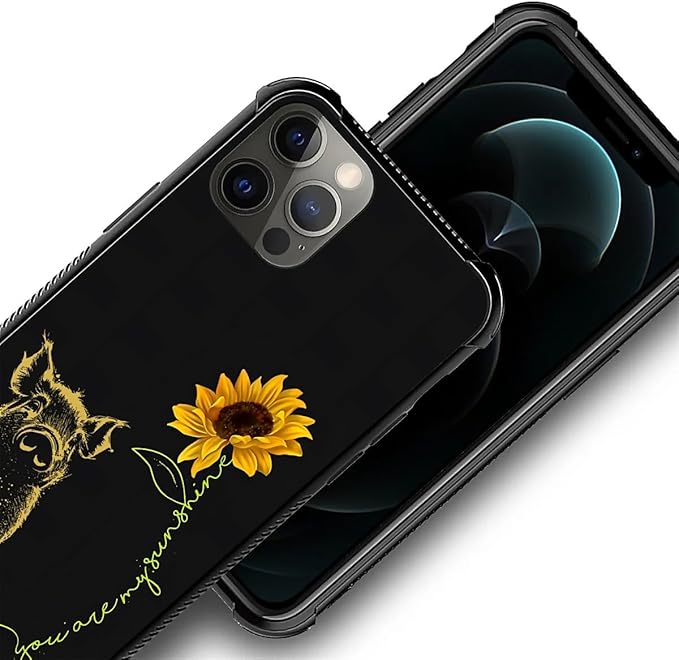 for iPhone 11 Pro Case, Pig Sunflower Yellow Sunshine Pattern Made of Soft Silicone Hard Acrylic Shock Protection for iPhone 11 Pro
