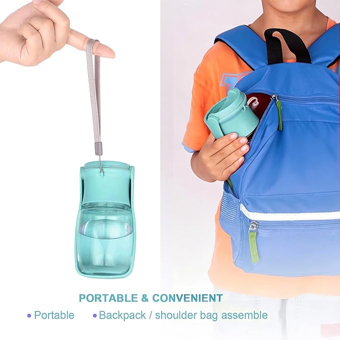 Portable Dog Water Bottle, Foldable Dog Water Bottle Leak Proof Dispenser for Puppy Small Medium Large Dogs, Pet Drink Cup for Walking Hiking Traveling(Blue,12oz)
