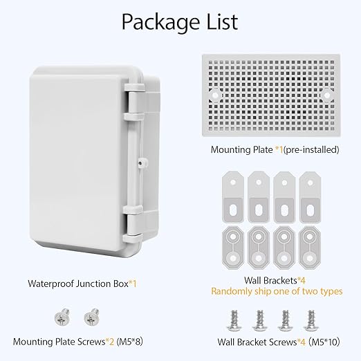 Junction Box, ABS Plastic, IP65 Waterproof Dustproof Universal Electrical Enclosure, Hinged Shell Outdoor and Indoor Usage Project Box, 5.9"x 3.9"x 2.8"(150x100x70mm), Grey