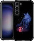 for Samsung Galaxy S23 Plus Case, Galaxy Fox Wolf Pattern Graphic Design Girl Boy Soft Silicone Hard Acrylic Shock Protection for Samsung Galaxy S23 Plus
