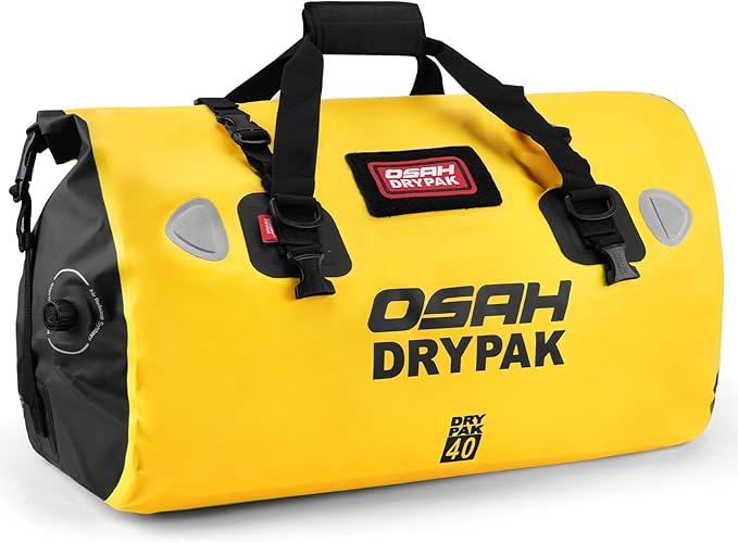 OSAH DRYPAK Waterproof Duffel Bag - Motorcycle Dry Bag Tail Bag with Large Storage Space, Waterproof Luggage Duffle Bags with Outer Mesh Zipper Pocket for Camping, Kayaking, Fishing & Traveling