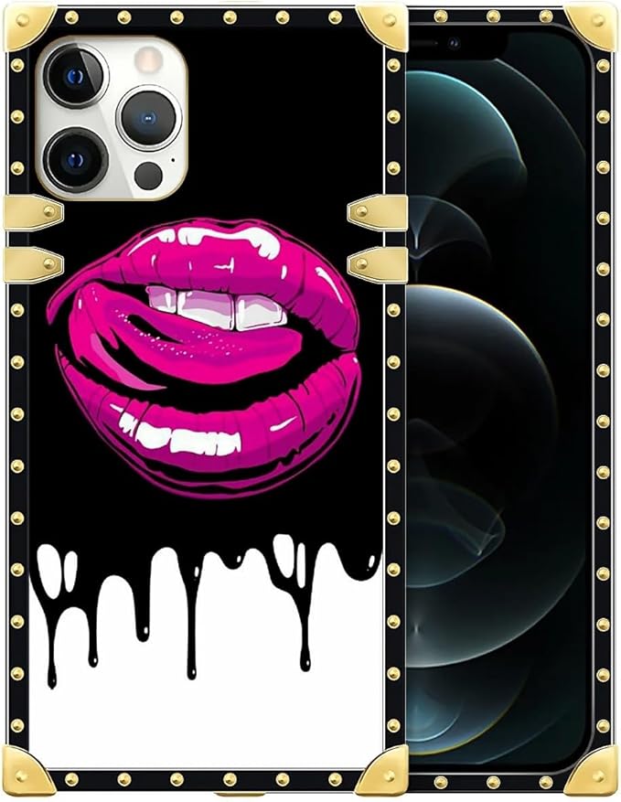 Compatible with iPhone 12 Pro Max Case, Black White Red Slap Sexy Luxury Golden Decoration for Girl Women Soft TPU Shockproof Protective Hard PC Back for iPhone 12 Pro Max