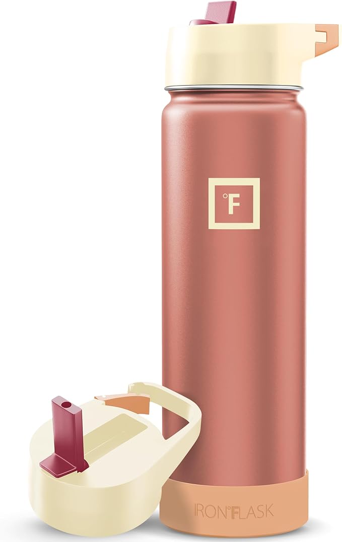 IRON °FLASK Camping & Hiking Hydration Flask with Straw, Wide Mouth Insulated Stainless Steel Sports Water Bottle - 22 oz Dream Sunset