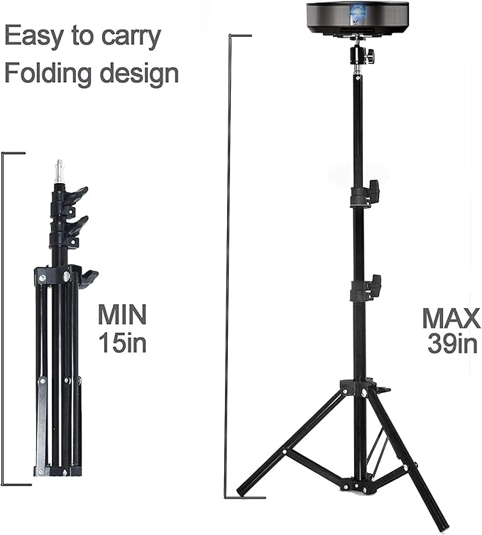 Coret Projector Tripod Stand, Portable Mount Floor Stand, Photography Light Stand, Outdoor Camera Tripod Stand with Ball Head for Projector,Camera, Webcam,Smartphone