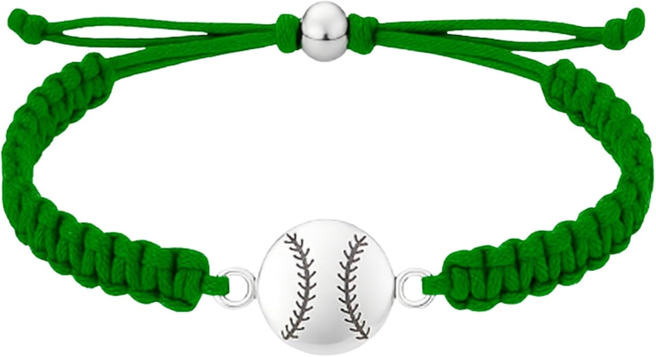 Sportybella - Baseball Bracelet, Baseball Jewelry, Adjustable Braided Baseball Bracelet, Baseball Gifts, Baseball Accessories