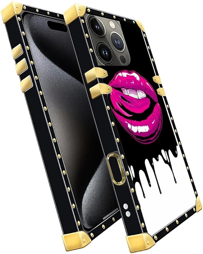 Compatible with iPhone 16 Pro Case, Black White Red Slap Sexy Luxury Golden Decoration for Girl Women Soft TPU Shockproof Protective Hard PC Back for iPhone 16 Pro