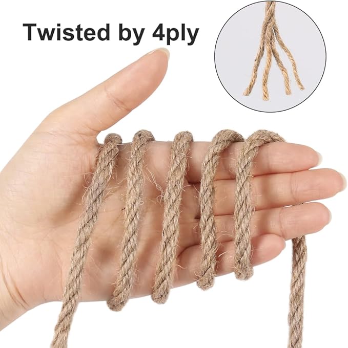 Vivifying 6mm Jute Rope, 50 Feet Strong Natural Jute Twine for Crafts, Cat Scratching Post, Garden Plants, Bundling and Hanging (Brown)