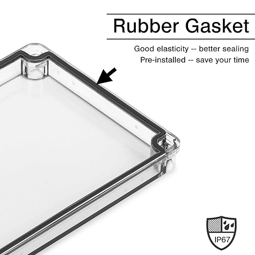 QILIPSU Outdoor Junction Box IP67 Waterproof Project Box ABS Plastic Weatherproof Electrical Enclosure Clear Cover (7.9"x7.9"x3.7" CC)