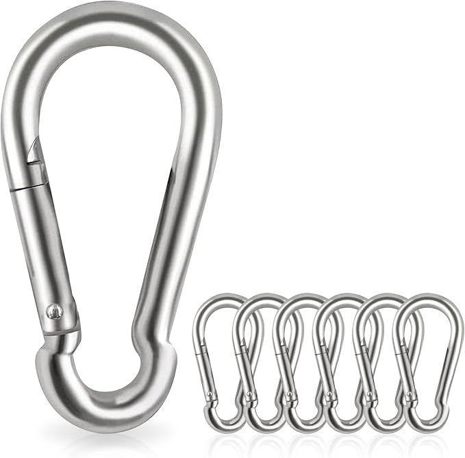 Locking Carabiner Clips, Stainless Steel Spring Snap Hook Locking Carabiner Heavy Duty - 304 Premium Stainless Steel Thumb Screw Carabiner Clip